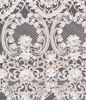 Ivory 3D Floral Lace Fabric — art. 2000000313962
